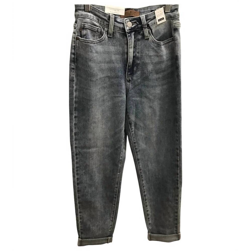 NEW JUDY BLUE women's double roll cuff boyfriend jeans in vintage wash